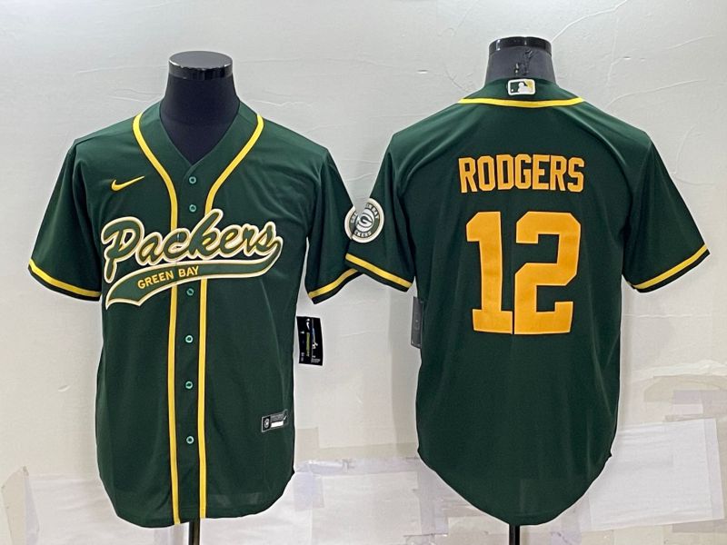 Men Green Bay Packers #12 Rodgers Green Nike Co branded NFL Jersey->green bay packers->NFL Jersey